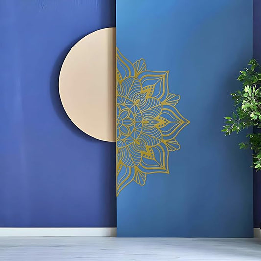 Resama Large Metal Mandala Wall Art, Unique Lotus Flower Wall Decor Artwork, Suitable for Office and Home Indoor and Outdoor Decoration (Gold)