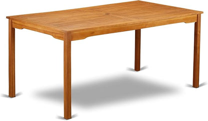 East West Furniture CMDK5CWNA 5 Piece Outdoor Patio Dining Sets Includes a Rectangle Acacia Wood Table and 4 Folding Side Chairs, 35x66 Inch, Natural Oil