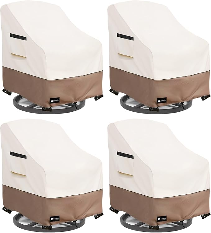 Patio Chair Covers Waterproof Outdoor Furniture Cover, All-Weather Protection Outdoor Lawn Patio Furniture Covers 4 Pack for 35" W x 38" D x 32" H, Beige
