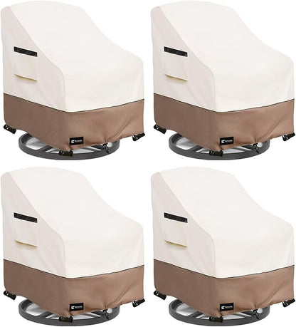 Patio Chair Covers Waterproof Outdoor Furniture Cover, All-Weather Protection Outdoor Lawn Patio Furniture Covers 4 Pack for 32" W x 35" D x 32" H, Beige ﻿