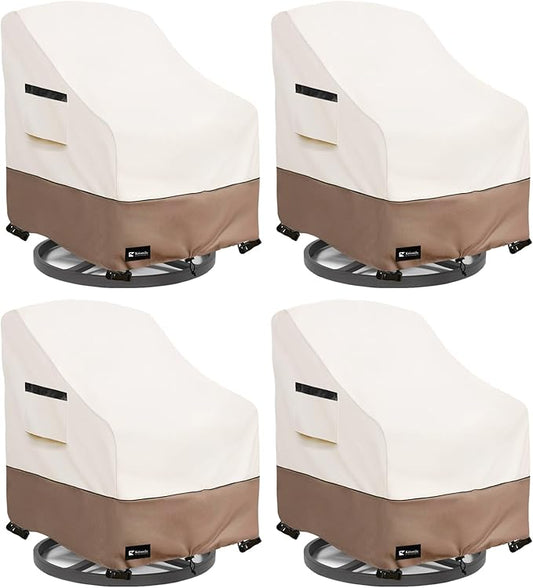 Patio Chair Covers Waterproof Outdoor Furniture Cover, All-Weather Protection Outdoor Lawn Patio Furniture Covers 4 Pack for 32" W x 35" D x 32" H, Beige ﻿
