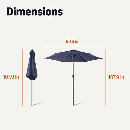 Amazon Basics Patio Umbrella, Crank Lift and Push Button Tilt, 9 Foot, Navy