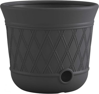 Suncast 12 Pack 14" x 12" Round Resin Decorative Weatherproof Outdoor Hideaway Standard Garden Hose Storage Pot with Drainage Holes, Gray