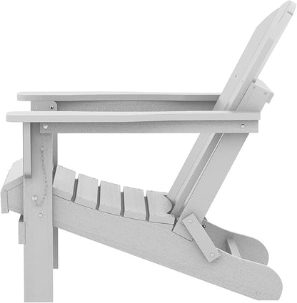 SERWALL Foldable Adirondack Chair Set of 2 for Patio Garden Outdoors Fire Pit-Space Grey