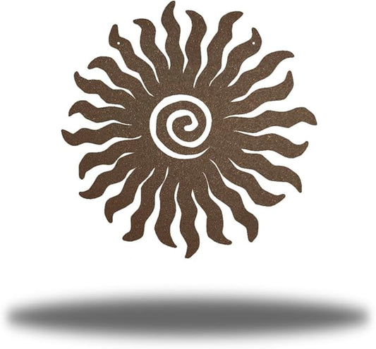 Riverside Designs Sunburst Metal Wall Art Steel Outdoor Decor - Heavy-Duty and Waterproof - Made in USA (24", Rust)