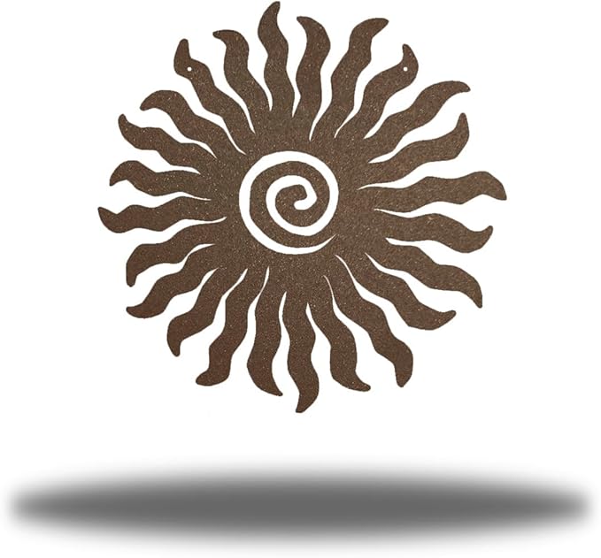 Riverside Designs Sunburst Metal Wall Art Steel Outdoor Decor - Heavy-Duty and Waterproof - Made in USA (12", Rust)