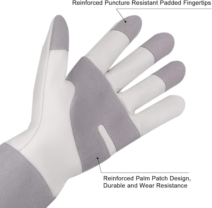 HLDD HANDLANDY Long Gardening Gloves for Women Men - Leather Rose Pruning Gloves Thorn Proof - Breathable Working Glove