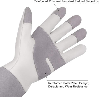 HLDD HANDLANDY Long Gardening Gloves for Women Men - Leather Rose Pruning Gloves Thorn Proof - Breathable Working Glove