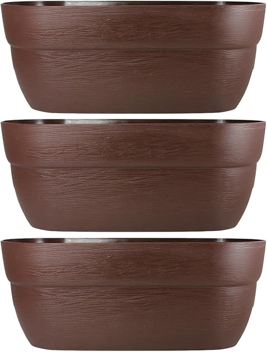 Emsco Group Bloomers Railing Planter with Drainage Holes - 24" Weatherproof Resin Planter - Earth Brown