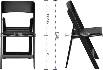Flash Furniture Hercules Tucker Commercial Black Resin Folding Chair - Lightweight, Vinyl Padded Removable Seat, Indoor Outdoor Use, Event & Wedding Ready, Set of 2