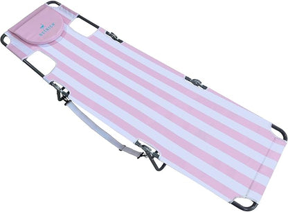 Ostrich the Original Chaise 72 x 22 Inch Lounge Portable Reclining Lounger, Outdoor Patio, Beach, Lawn, Camping, or Pool Tanning Chair, Pink Stripe