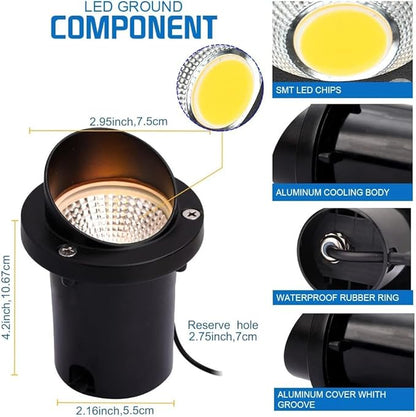 LED Low Voltage Landscape Light,12-24V AC/DC Shielded In-Ground Light IP67 Waterproof 3000K Paver Well for Pathway (12 Pack)