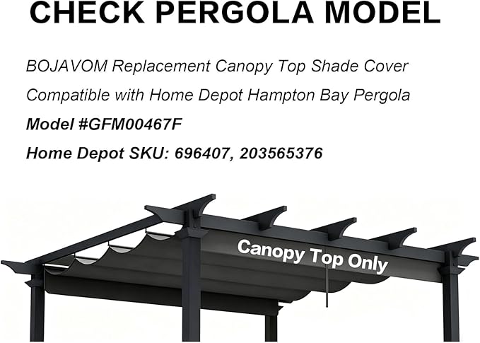 Pergola Shade Cover Replacement Canopy Top Compatible with Home Depot Hampton Bay Pergola Model #GFM00467F - Gray(Canopy Top Only)