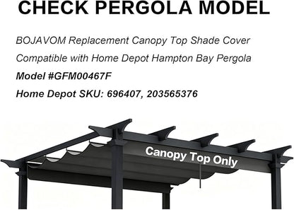 Pergola Shade Cover Replacement Canopy Top Compatible with Home Depot Hampton Bay Pergola Model #GFM00467F - Gray(Canopy Top Only)