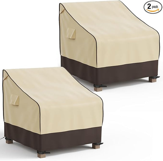 MR. COVER Patio Chair Covers Waterproof, Outdoor Furniture Covers for Rocking & Adirondack Chairs, Fits up to 35"W x 37"D x 36"H, Moisture-proof & UV-protection, Brown & Khaki, 2 Pack