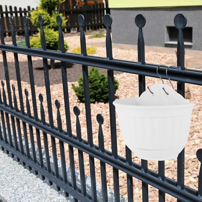 BESPORTBLE Wall-Mounted Flower Pot Half Round Hanging Planter for Small Plants Durable Plastic Space-Saving Design White Color