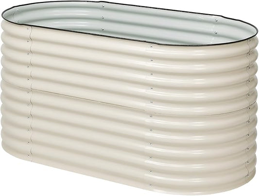 Aoodor 2-in-1 Modular Aluzinc Metal Raised Garden Bed, 63" L x 32" W x 32" H, Outdoor Planter Box for Vegetables, Flowers, and Herbs, Beige