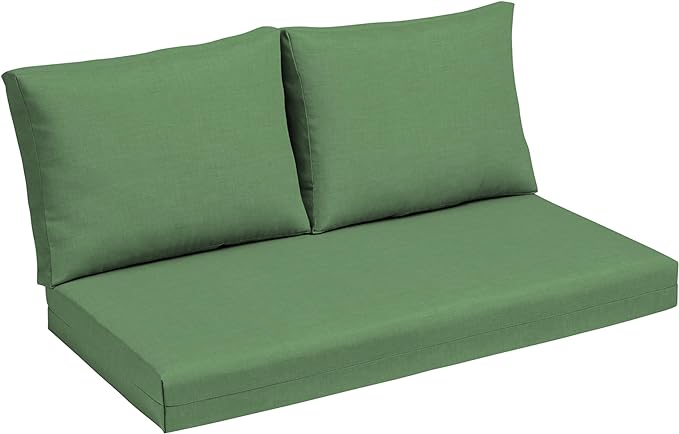 Arden Outdoor Loveseat Cushion Set, 48 x 24, Water Repellent, Fade Resistant, Cushion Set for Couch, Bench, and Swing, Moss Green Leala