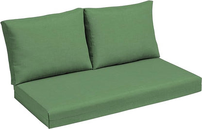 Arden Outdoor Loveseat Cushion Set, 48 x 24, Water Repellent, Fade Resistant, Cushion Set for Couch, Bench, and Swing, Moss Green Leala