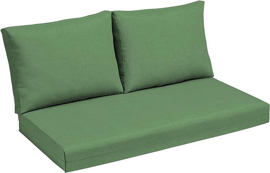 Arden Outdoor Loveseat Cushion Set, 48 x 24, Water Repellent, Fade Resistant, Cushion Set for Couch, Bench, and Swing, Moss Green Leala