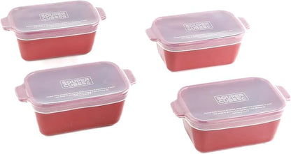 Souper Cubes Ceramic Baking Dishes 2.0-5" x 3" Small Casserole Dishes for Oven with Silicone Lids, Oven, Microwave and Air Fryer Safe,USA Made, Set of 4 - Cranberry