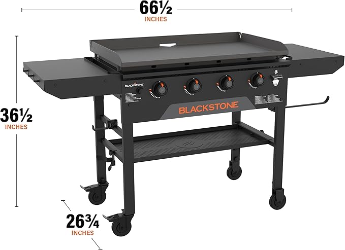 Blackstone 2210 Original 36” Omnivore Griddle with Two Side Shelves, Powder Coated Steel, Black