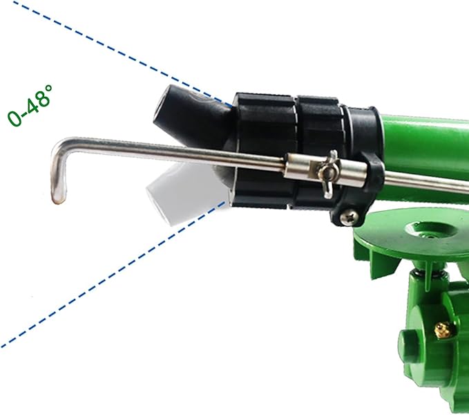 2" Farm Irrigation Sprinkler, Impulse Impact Sprinkler with Replacement Nozzle & 1.2M Rack 360° Large-Area Watering Spray