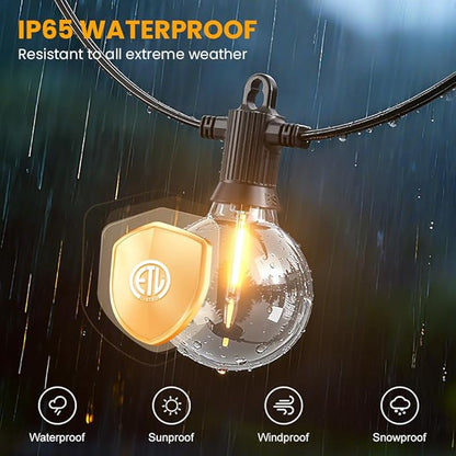 LED Outdoor String Lights, 500FT Patio Lights with 250+10 Shatterproof G40 Globe Bulbs, Waterproof Connectable Dimmable 2700K Hanging Lights for Outside Backyard Porch Balcony Party Gazebo Bistro cafe