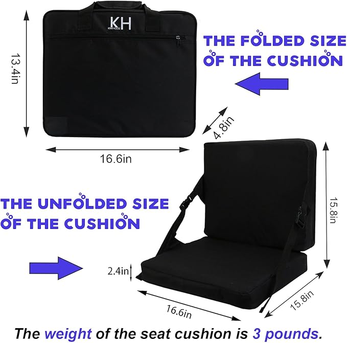Indoor & Outdoor Folding Chair Cushion Without Back Support, Foldable Portable Stadium Seat,Chair Cushion for Sports Events, Outing, Travelling，Hiking, Fishing
