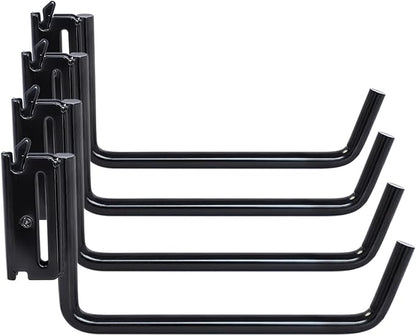 4-Pack 6" E-Track Extended Flat J Hooks, Heavy Duty E Track Ladder Hooks, Black Steel E System Tie Down Accessories for Box Truck, Enclosed Trailer, Garage, Vans, Warehouse, Workshop