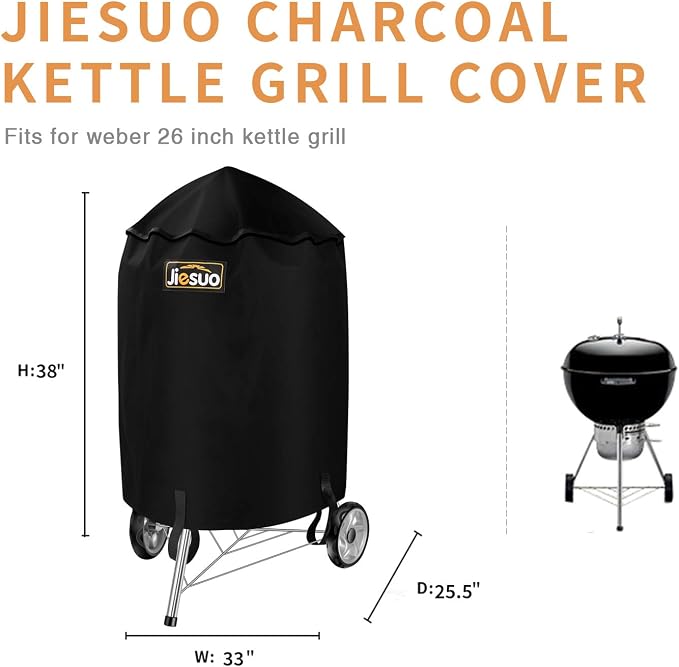26 Inch Grill Cover for Weber Charcoal Kettle: Heavy Duty Waterproof Grill Cover