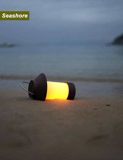 Rechargeable Outdoor Lantern Waterproof, Dimmable Warm White & Flickering Flame Mood Light, Portable Cordless Table Lamp for Patio/Camping/Shower/Emergency Power Outage (Green)