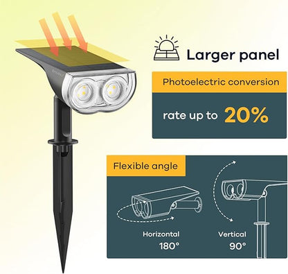Linkind Solar Lights Outdoor StarRayS, Bright Solar Spot Lights Outdoor, IP67 Waterproof Spotlights for Garden Yard Landscape Walkway Patio Tree (Daylight, 6 Pack)
