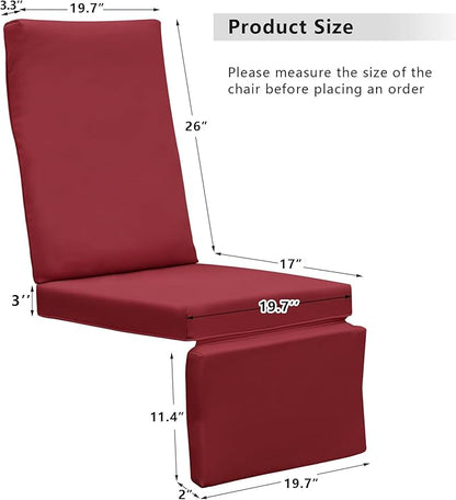ATR ART TO REAL Outdoor Recliner Replacement Cushion, High Back Chair Cushions Patio Wicker Reclinning Chairs Seat Pad, Removable Cover, Waterproof, UV Resistant (Style B, Red)