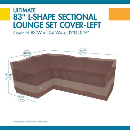 DUCKCOVERS Ultimate Waterproof 104 Inch Patio Left-Facing Sectional Lounge Set Cover, Patio Furniture Covers