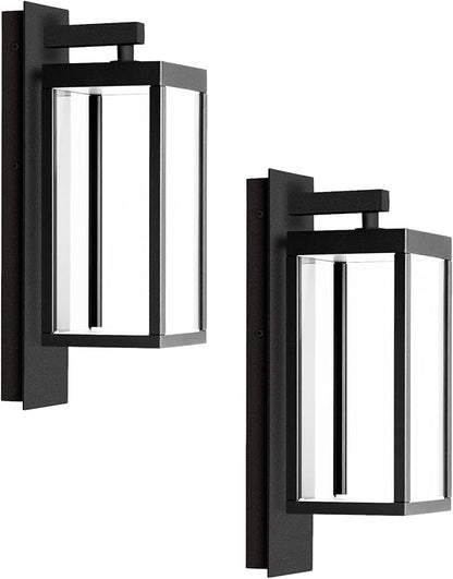2-Pack Outdoor Wall Sconce Exterior IP54 Waterproof LED Wall Light Fixture Modern Wall Mount Lamp Lantern Anti-Rust Grey Finish Aluminum Light Body for Porch Entryway Doorway 13W 750Lm 3000K