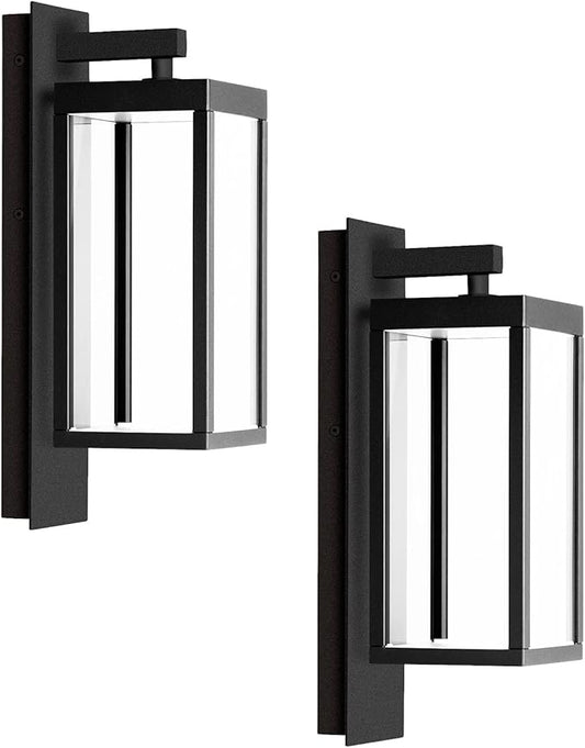 2-Pack Outdoor Wall Sconce Exterior IP54 Waterproof LED Wall Light Fixture Modern Wall Mount Lamp Lantern Anti-Rust Grey Finish Aluminum Light Body for Porch Entryway Doorway 13W 750Lm 3000K