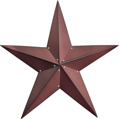 JoyEvy 36" Large Barn Star-Red Black Barn Stars Outdoor Decoration-Metal Star for Outside Texas Stars Art Rustic Vintage Western Country Home Farmhouse Primitive House Decor- Primitive Wall Décor