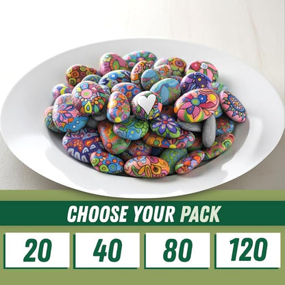 PGN 80 Large River Rocks for Painting - Stimulate Your Children’s Creativity with Our Painting Rocks for Kids - Flat and Smooth - Fun & Engaging Rock Painting with The Family - 2-4 Inches
