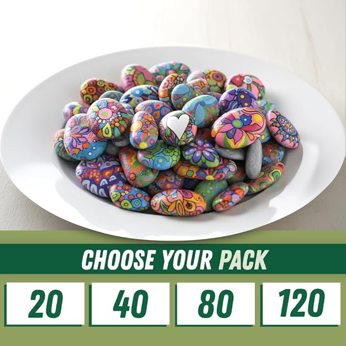 PGN 120 Large River Rocks for Painting - Stimulate Your Children’s Creativity with Our Painting Rocks for Kids - Flat and Smooth - Fun & Engaging Rock Painting with The Family - 2-4 Inches