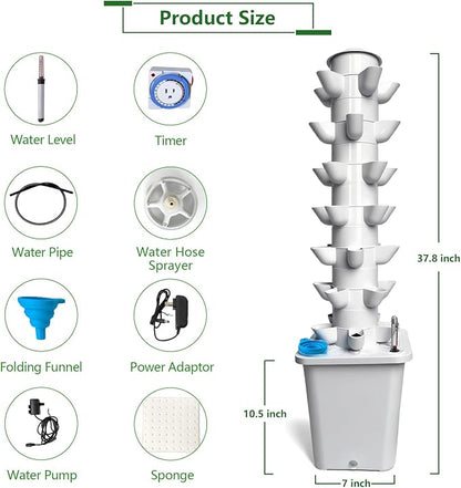 35 Plants Hydroponic Tower, Hydroponics Growing System Tower, Hydroponics Tower with Timer Automatic Watering, Vertical Hydroponic Tower, Planter Germination Kit for Herbs Vegetables Fruits