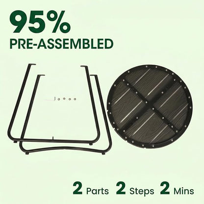 danpinera Outdoor Side Tables, HDPS Patio Table with Metal Legs, 18 Inch Outdoor Small Round Table for Garden, Backyard, Porch, Deck, Balcony, Poolside
