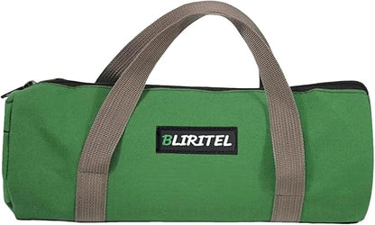 BLIRITEL 14 Inch Small Tool Bag for Men, Large Capacity Wide Mouth Canvas Storage Kit, Tote Handbag Organizer for Mechanic & Electrician Storage Wrenches (Green)