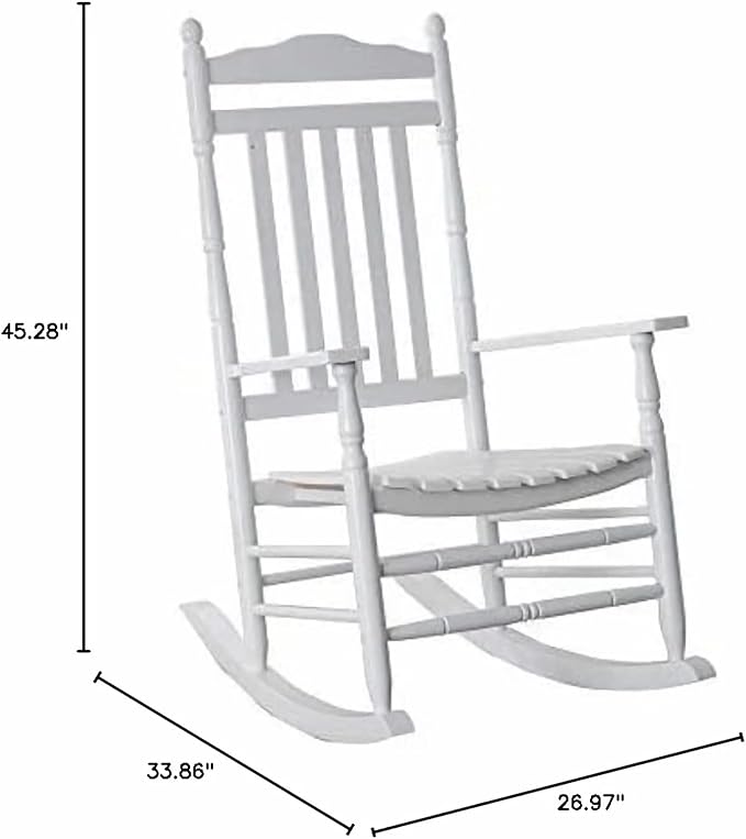 Rocking Chair Porch Rocker Set of 2 Outdoor Furniture Wooden Adult Rockers for Bistro Balcony Camping Lawn Garden Backyard Outside, White