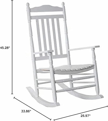 Rocking Chair Porch Rocker Set of 2 Outdoor Furniture Wooden Adult Rockers for Bistro Balcony Camping Lawn Garden Backyard Outside, White