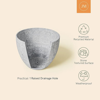 LA JOLIE MUSE 14.2/11.3/8.6 Inch Round Planter,Indoor/Outdoor Large Planters Set of 3,Grey Plant Container with Drain Holes,Tree Flower Plant Pots for Patio and Deck