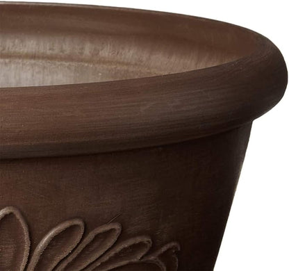Arcadia Garden Products PSW TA20C Plastic/Stone/Wood Composite Bulb Pan – No Drainage Hole (Drillable), 8"x3", Chocolate