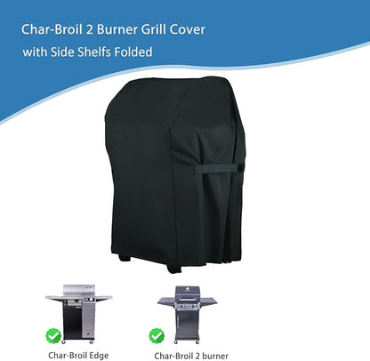 Performance Grill Cover for Char-Broil Performance 2 Burner Gas Grill (Side Shelfs Folded), Outdoor Heavy Duty Waterproof Barbecue Gas Cover for Charbroil and Smokers