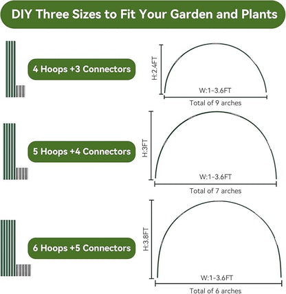 Garden Netting Kit for Raised Beds, 10x50FT Ultra Fine Mesh Netting ＆6 Sets Fiberglass Garden Hoops, Insect Netting for Garden Plant Row Cover Vegetable Flowers Protection Barrier
