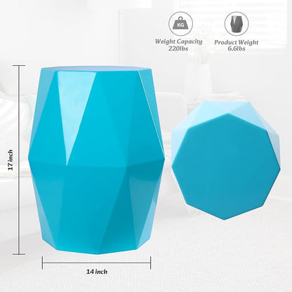 Vipush Outdoor Lace Cut Iron Side Table,Patio Garden Stool Coffee End Table Nightstand for Small Spaces,Living Room,Front Porch,Poolside (Lack Blue)